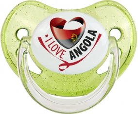 I Love Angola Tétine Physiologique Vert à paillette