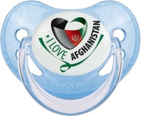 I Love Afghanistan Sucette Physiologique Bleue à paillette