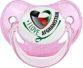 I Love Afghanistan Sucette Physiologique Rose à paillette