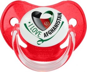 I Love Afghanistan Sucette Physiologique Rouge à paillette