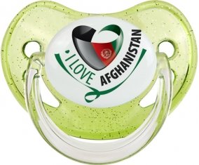 I Love Afghanistan Sucette Physiologique Vert à paillette