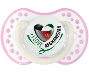 I Love Afghanistan Sucette LOVI Dynamic Blanc-rose phosphorescente