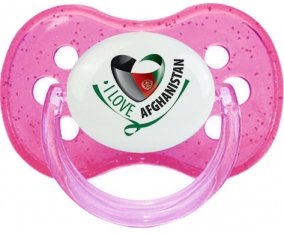 I Love Afghanistan Sucette Cerise Rose à paillette