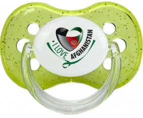 I Love Afghanistan Sucette Cerise Vert à paillette