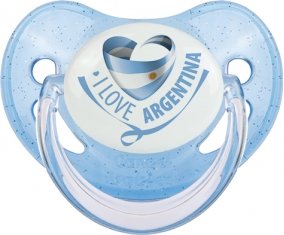 I Love Argentina Sucette Physiologique Bleue à paillette
