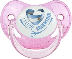 I Love Argentina Sucette Physiologique Rose à paillette