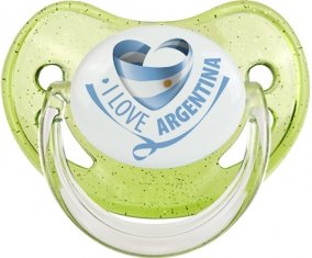 I Love Argentina Sucette Physiologique Vert à paillette