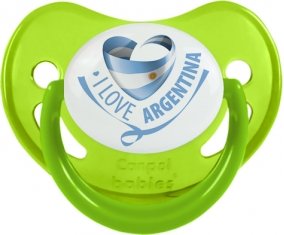 I Love Argentina Sucette Physiologique Vert phosphorescente