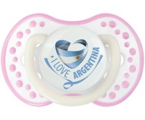 I Love Argentina Sucette LOVI Dynamic Blanc-rose phosphorescente