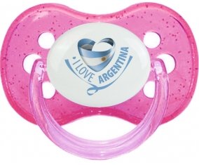 I Love Argentina Tétine Cerise Rose à paillette
