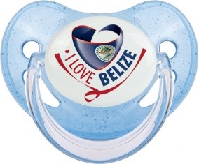 I Love Belize Tétine Physiologique Bleue à paillette