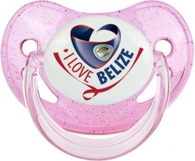I Love Belize Tétine Physiologique Rose à paillette