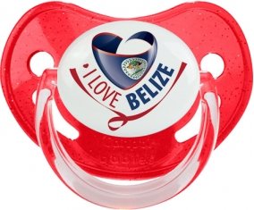 I Love Belize Tétine Physiologique Rouge à paillette