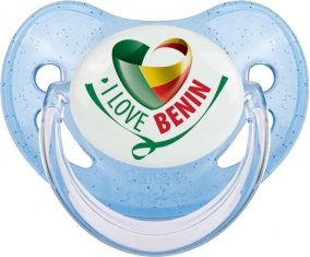 I Love Benin Sucette Physiologique Bleue à paillette