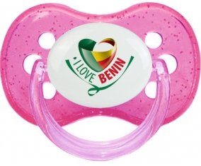 I Love Benin Sucette Cerise Rose à paillette