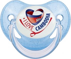 I Love Cambodia Sucette Physiologique Bleue à paillette