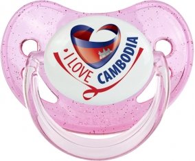 I Love Cambodia Sucette Physiologique Rose à paillette