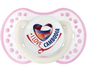 I Love Cambodia Sucette LOVI Dynamic Blanc-rose phosphorescente