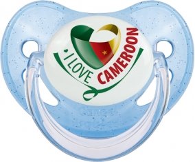 I Love Cameroon Tétine Physiologique Bleue à paillette