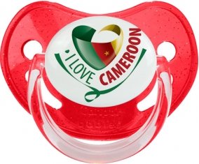 I Love Cameroon Tétine Physiologique Rouge à paillette