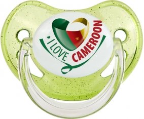 I Love Cameroon Tétine Physiologique Vert à paillette