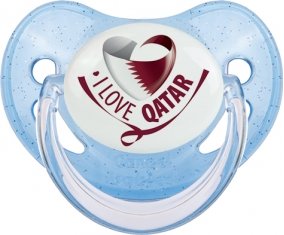 I Love Qatar Sucette Physiologique Bleue à paillette