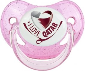 I Love Qatar Sucette Physiologique Rose à paillette
