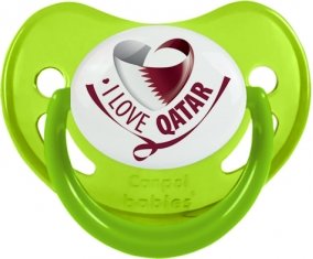 I Love Qatar Sucette Physiologique Vert phosphorescente
