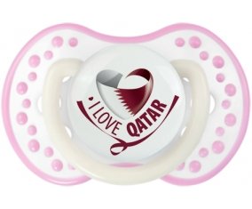 I Love Qatar Sucette LOVI Dynamic Blanc-rose phosphorescente