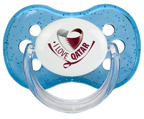 I Love Qatar Sucette Cerise Bleu à paillette