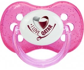 I Love Qatar Sucette Cerise Rose à paillette