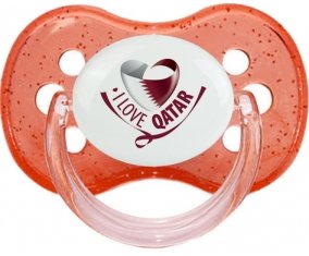 I Love Qatar Sucette Cerise Rouge à paillette