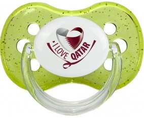 I Love Qatar Sucette Cerise Vert à paillette