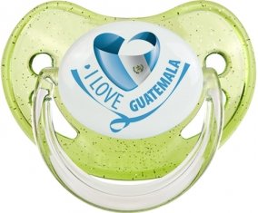I Love Guatemala Sucette Physiologique Vert à paillette