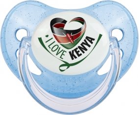 I Love Kenya Tétine Physiologique Bleue à paillette