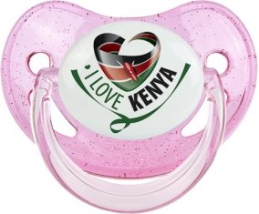 I Love Kenya Tétine Physiologique Rose à paillette
