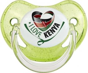I Love Kenya Tétine Physiologique Vert à paillette