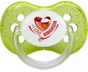 I Love Kirghizia Sucette Cerise Vert à paillette