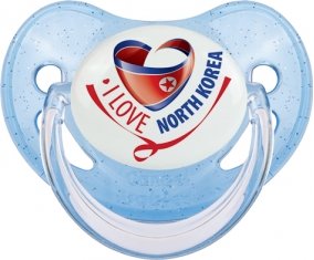 I Love North Korea Sucette Physiologique Bleue à paillette