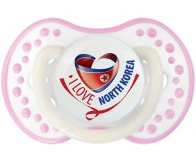 I Love North Korea Sucette LOVI Dynamic Blanc-rose phosphorescente