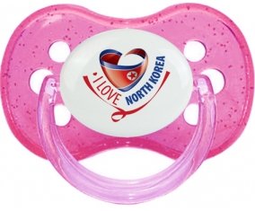 I Love North Korea Tétine Cerise Rose à paillette