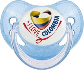 I Love Colombia Tétine Physiologique Bleue à paillette