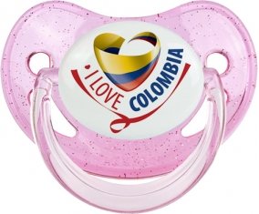 I Love Colombia Tétine Physiologique Rose à paillette