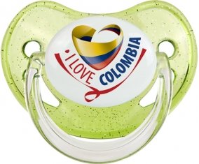 I Love Colombia Tétine Physiologique Vert à paillette