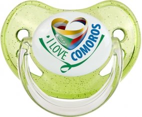 I Love Comoros Sucete Physiologique Vert à paillette