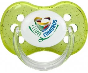 I Love Comoros Sucette Cerise Vert à paillette