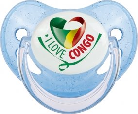 I Love République du Congo Sucette Physiologique Bleue à paillette
