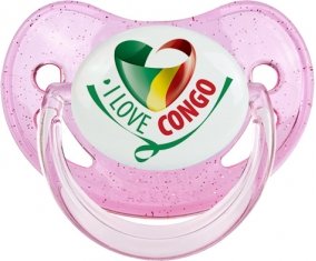 I Love République du Congo Sucette Physiologique Rose à paillette