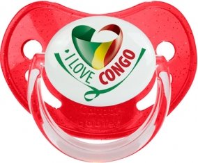 I Love République du Congo Sucette Physiologique Rouge à paillette