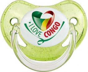 I Love République du Congo Sucette Physiologique Vert à paillette